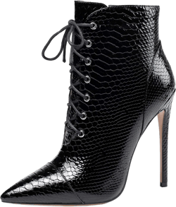 Mettesally Women's Pointed Toe High Heel Ankle Boots Lace Up Booties Stiletto Zipper Party Dress Shoes 10.5 Black