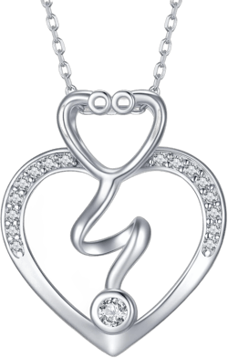 Nurse Gifts Stethoscope Necklace for Women 925 Sterling Silver Stethoscope Pendant Necklaces Nurse Jewelry Gifts for Women