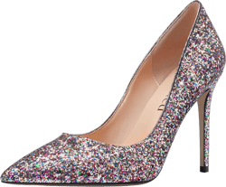 Saekcted Womens High-Heels Pumps Stiletto Pointed-Toe Slip-On Pump Evening Shoes 4 Inch Heel 11 Multicolor Glitter