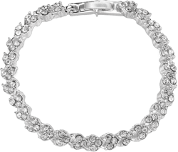 Silver Bracele, Heart Link Roman Chain Bracelet for Women Teen Girls Fashion Crystal Bracelets 7.9" Classic Bracelets Aesthetic Jewelry for Necklace