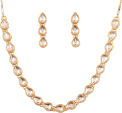 Touchstone "Contemporary Kundan Collection Indian Bollywood Designer Jewelry Necklace in Gold Tone for Women D100 Gold