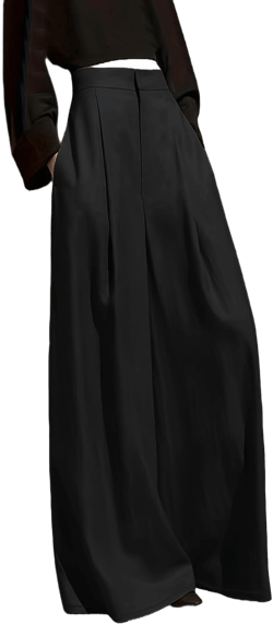 UOOZEE Women's Wide Leg Pants with Pockets High Waist Loose Casual Trousers Business Work Casual Pants Small Black