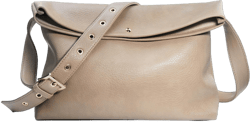 HOXIS Messenger Bag for Women Crossbody Purse Vegan Leather Foldover Shoulder Handbag (Nude)