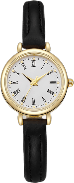 RORIOS Ladies Analogue Quartz Watch Minimalist Vintage Watches for Women Casual Waterproof Wrist Watch with 8mm Leather Strap Black