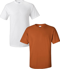 Apparel Globe Men's Ultra Cotton Seamless 7/8" Crewneck Collar Short Sleeve T-Shirt - Multipack Value 2-Pack Bundle Large 1 White + 1 Texas Orange