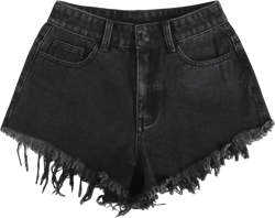 SOLY HUX Women's High Waisted Raw Hem Embroidery Denim Jean Shorts with Pockets Black Embroidery XS