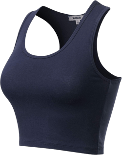 MixMatchy Women's Basic Casual Cotton Workout Crop Tank Tops Racerback Yoga Tanks Athletic Shirts Exercise Undershirts Small Navy Blue 1