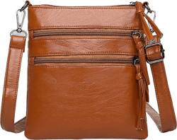 PAVEOS Crossbody Bags in Clearance Women's Crossbody Bag, Medium Zipper Pocket Crossbody Strap, Soft Leather Women's Shoulder Bag Brown-m