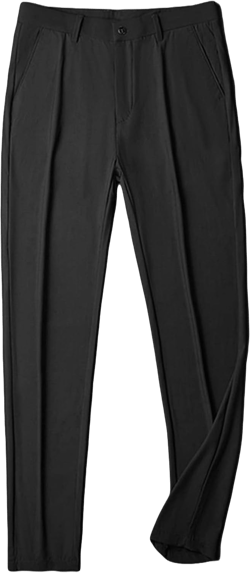 Men's Stylish Slim Fit Pant Classic Straight Leg Casual Suit Pant Lightweight Business Party Comfort Trouser 32 Black