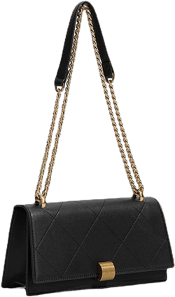Quilted Crossbody Bag for Women Leather Chain Purse Handbag Fashion Chain Shoulder Bag Small Satchel Bag (Black)