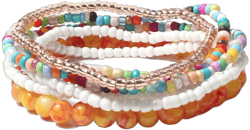 Handmade Stackable Beaded Bracelet Set for Women Boho Colorful Seed Beads Stretch Wristbands Bracelets Orange