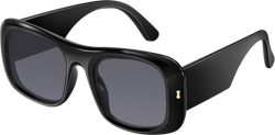 Dollger Trendy Sunglasses for Women Men Y2k Vintage Fashion Shades 90s Oversized Square Frame Black Frame Black Lens