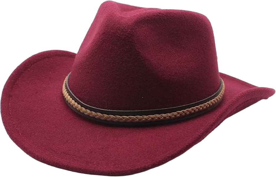 Cowboy Hat for Women Men with Felt Wide Brim Western Cowboy & Cowgirl Hats with Band Classic Outdoor Fedora Hats One Size Wine Red