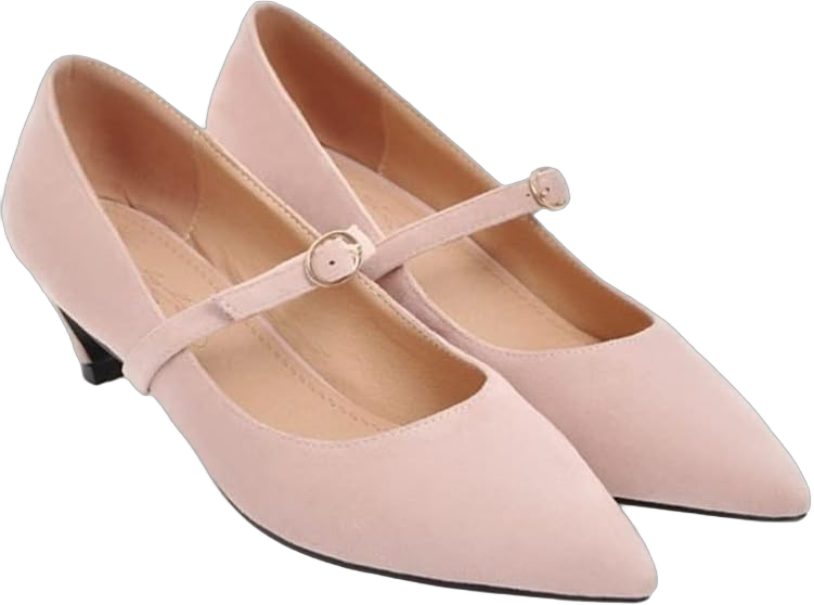 HOTRA Women Low Kitten Heel Pumps Pointed Toe Dress Shoes Faux Suede Court Shoes Fashion Comfortable Walking Mary Janes (Color : Pink, Size : 9.5-10 US)