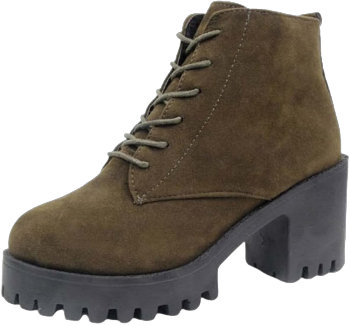 Platform Combat Boots for Women Fashion Faux Suede Side Zipper Chelsea Ankle Boots Fall Winter Cross Country Shoes 4 Army Green