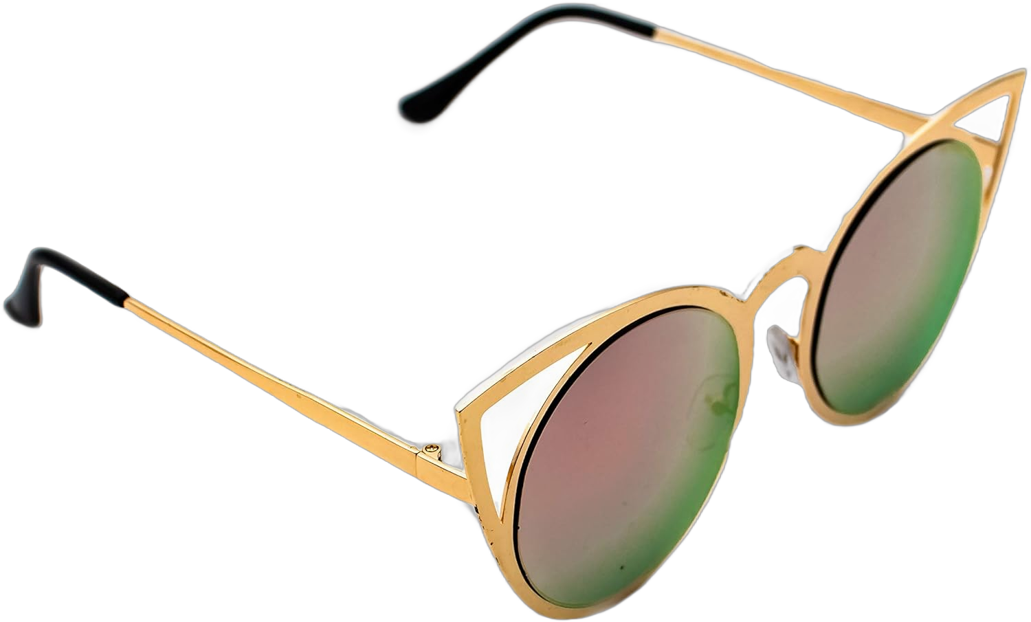 Fashion Sunglasses Women Cat Eye Sun Glasses Vintage Woman (Golden/Pink Lens)