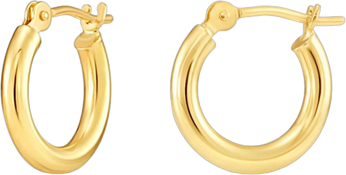 Tilo Jewelry 10K Yellow Gold Classic Polished Round Gold Hoop Earrings (12mm) for Womens, Girls, Unisex