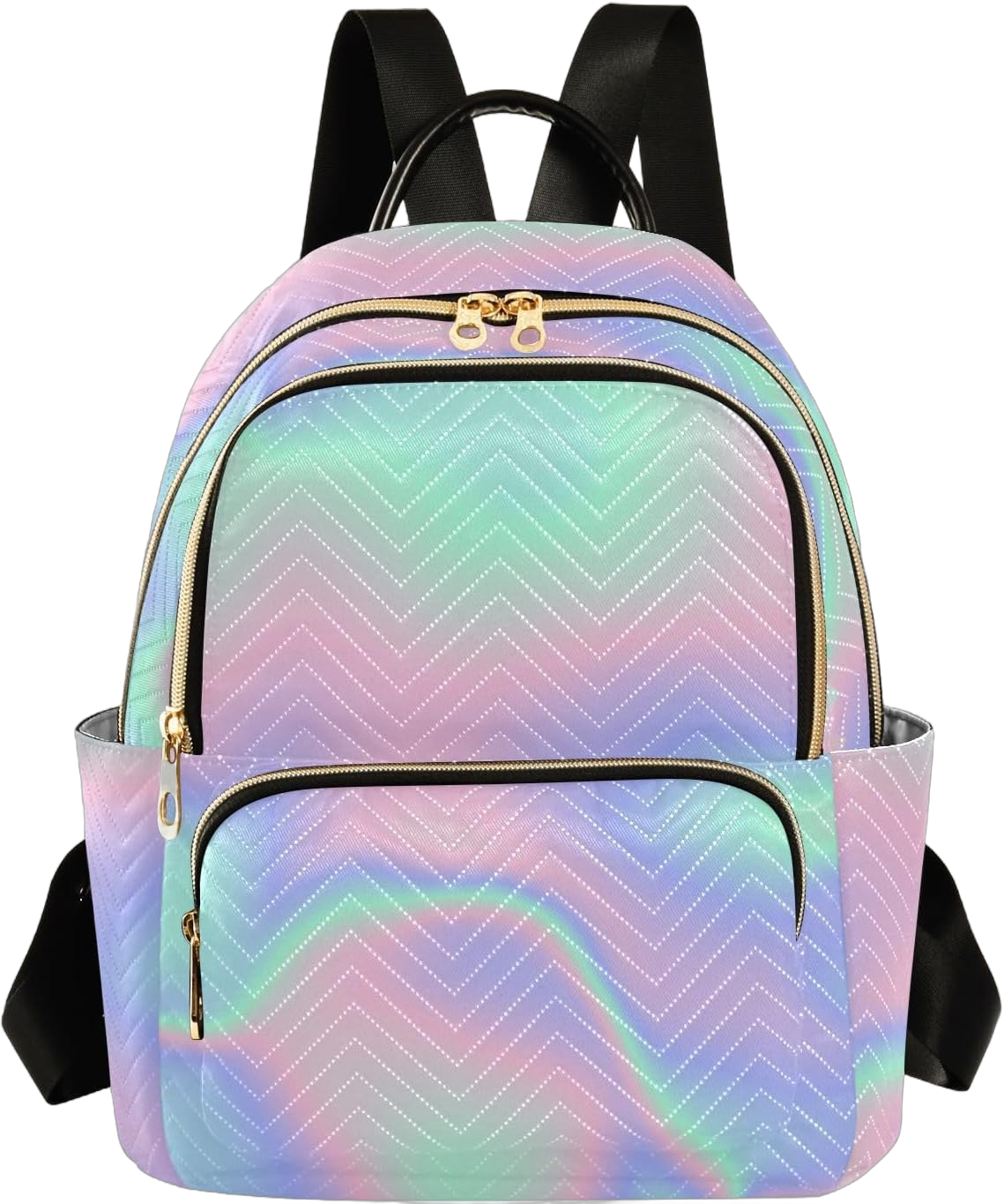 CEBUGI Holographic Wave Women's Backpack Purse Fashion Travel Anti Theft Backpack Casual Daypack for Work College,S Small