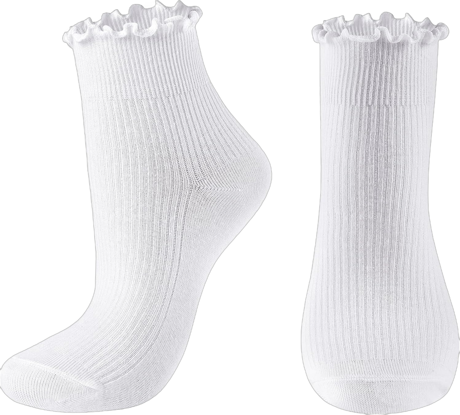 UTTPLL Womens Ruffle Casual Lettuce Socks Lovely Double Needle Ankle Boot Socks Athletic Soft Cotton Cute Crew Sock White One Size