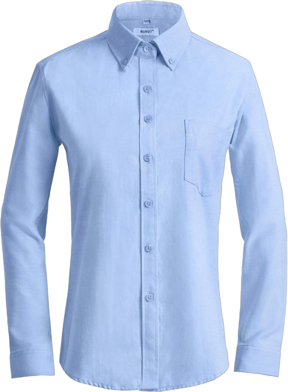 MGWDT Button Down Shirt Women Long Sleeve Blouse Oxford Shirt Classic-Fit Cotton Tops Wrinkle Resistant (2XS-3XL) XX-Small Light Blue