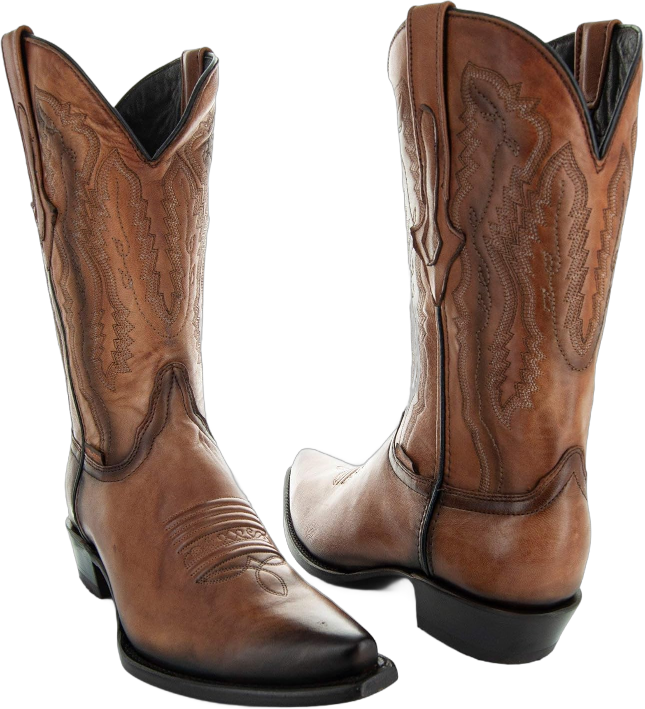 Soto Boots Mens Burnished Snip Toe Cowboy Boots, Genuine Leather Men's Cowboy Boots, Tan Western Boots For Men H50030