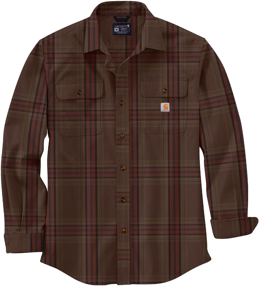 Carhartt Men's 105947 Loose Fit Heavyweight Flannel Long-Sleeve Plaid Shirt - Medium Regular - Chestnut