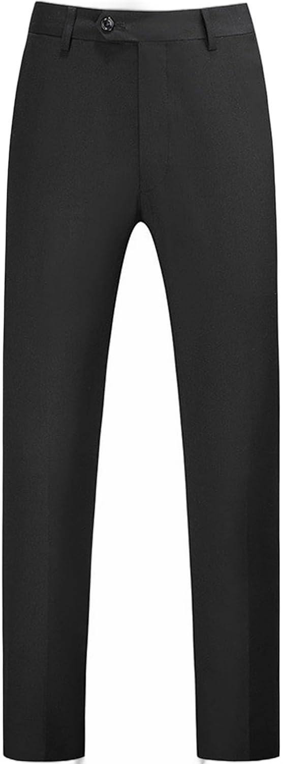 ZYXTIM Mens Stretch Dress Pants Relaxed Fit Straight Expandable Waist Comfort Flat Front Work Trousers Slim Classic Suit Pant XX-Large Black