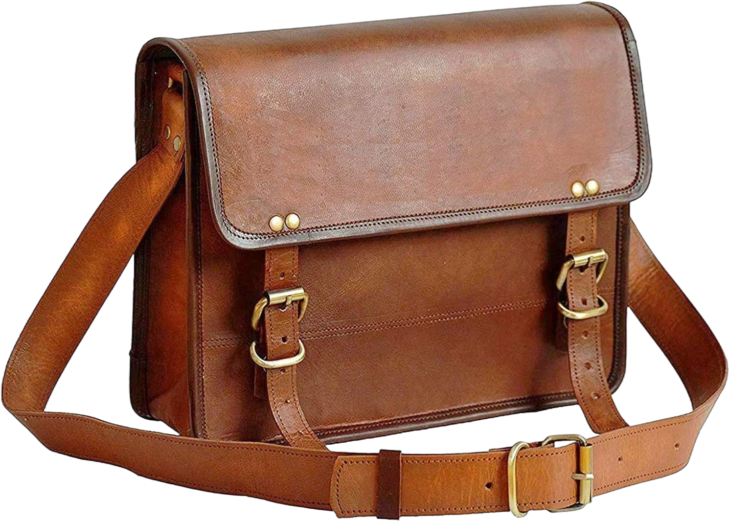 13" leather messenger bag laptop case office briefcase gift for men computer distressed shoulder bag