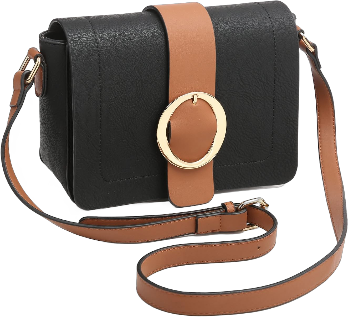 Women Vegan Leather Crossbody Shoulder Bags Fashion Purses Structured Messenger Bags Black