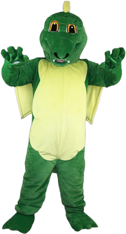 Green Dinosaur Dragon Mascot Costume Stylish Cartoon Mascot Costume Dress-up Outfit for Adult Cosplay Party Halloween Christmas Party Favors Gift, S、M、L, X-0006