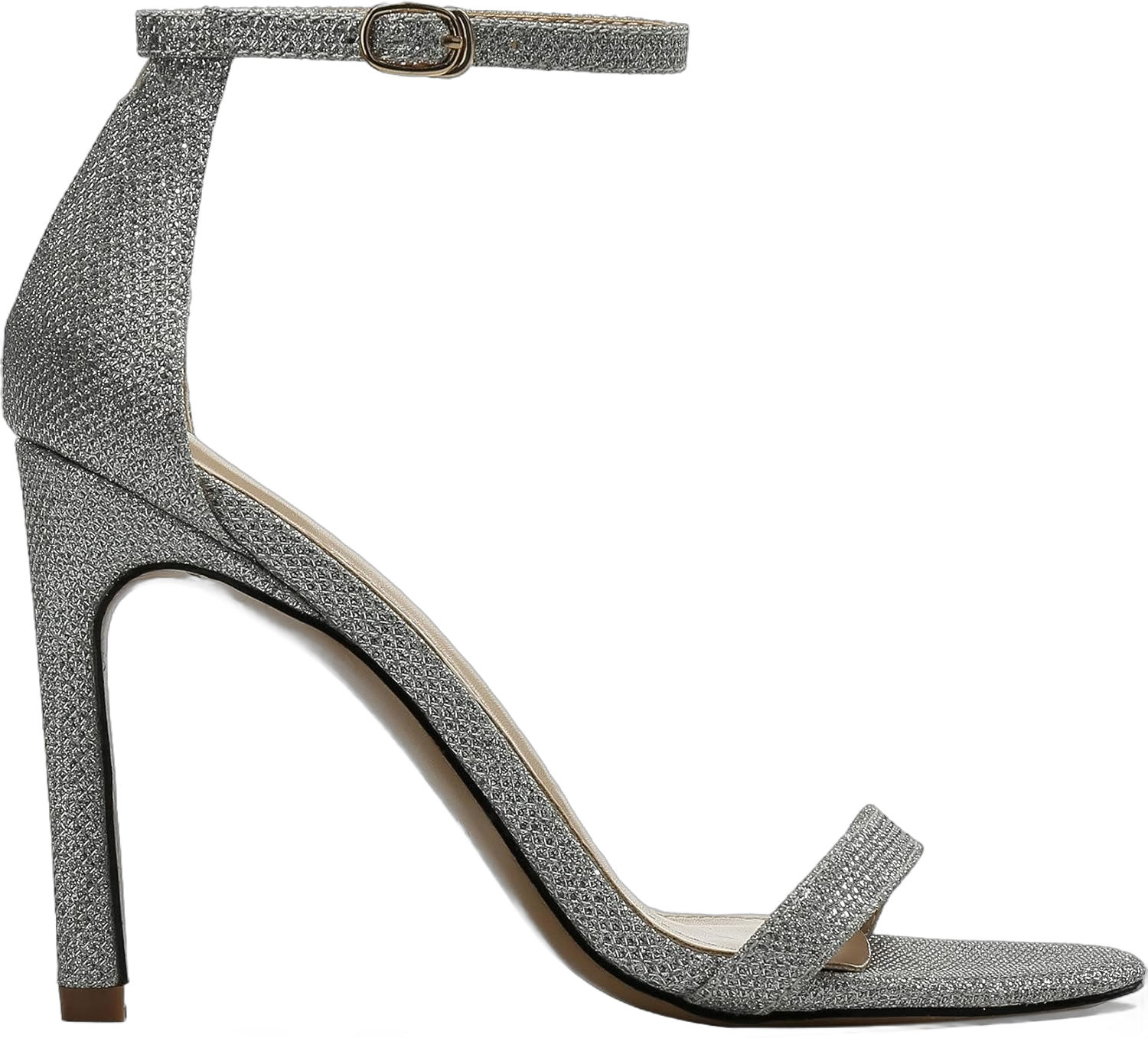 Women's Ankle Strap High Stiletto Heels Pumps Heeled Sandals Heel Height 100mm(4.5,Metal Silvery)