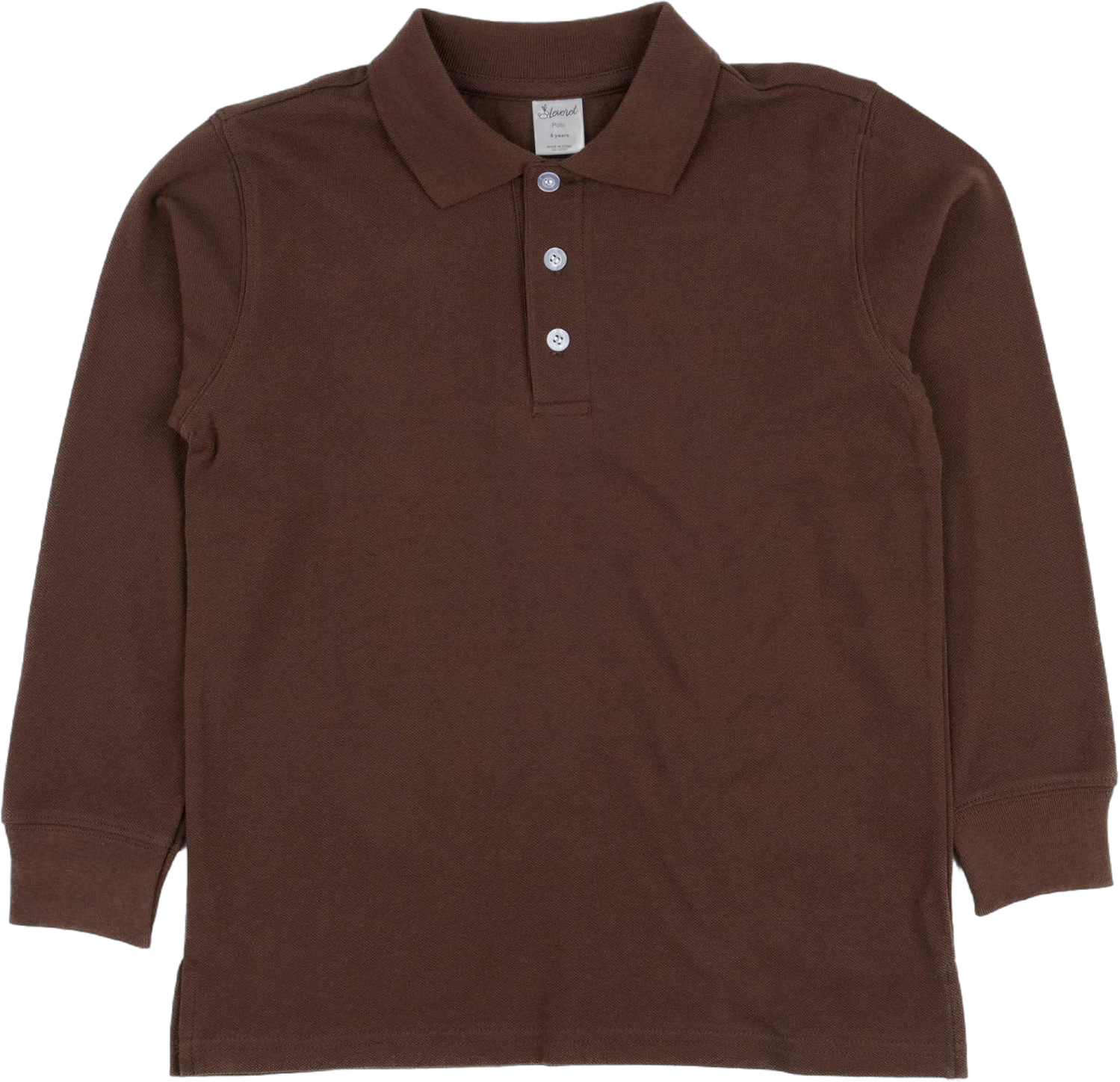 Leveret Kids & Toddler Boys Girls Long Sleeve 100% Cotton Uniform Polo Shirt Variety of Colors (Size 2-14 Years) 6 Years Brown