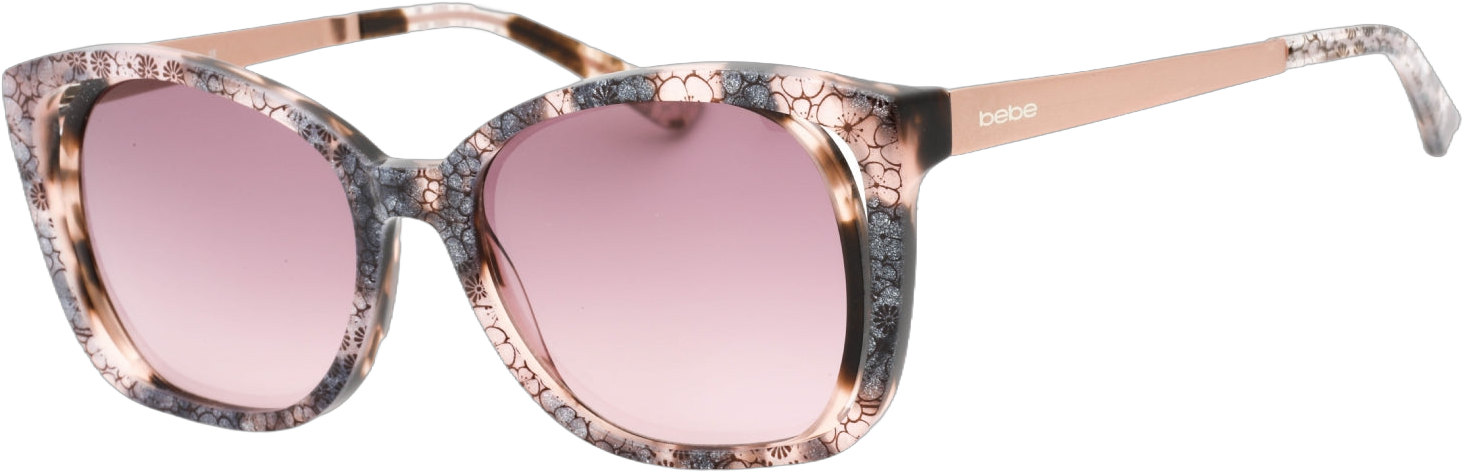 Bebe BB7210 Sunglasses BLUSH FLORAL / Rose Smoke Women's