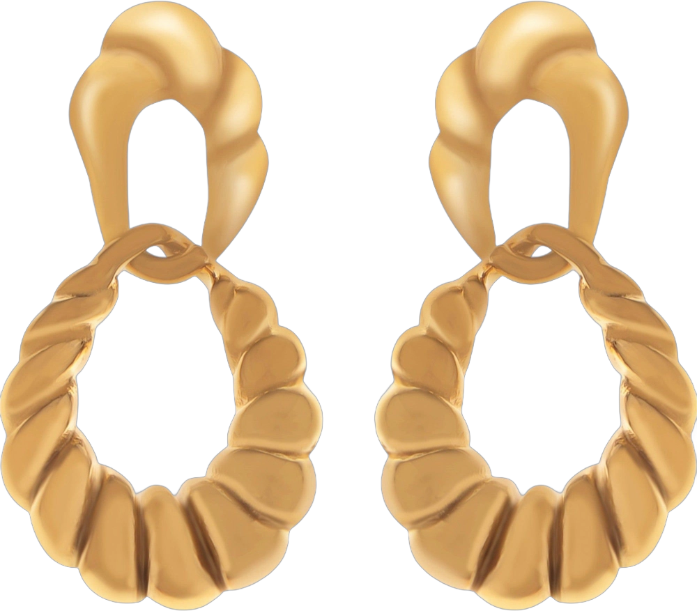 Alilang Women's Gold Tone Twisted Hoop Earrings with Sculptural Modern Detail- Gold