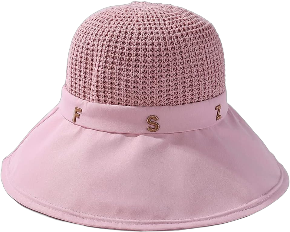 Cute Wide Brim Sun Hat for Women,UV Protection UPF 50+ Summer Boonie Bucket Hat,Hollow Out Top Beach Fisherman's Caps. One Size Pink