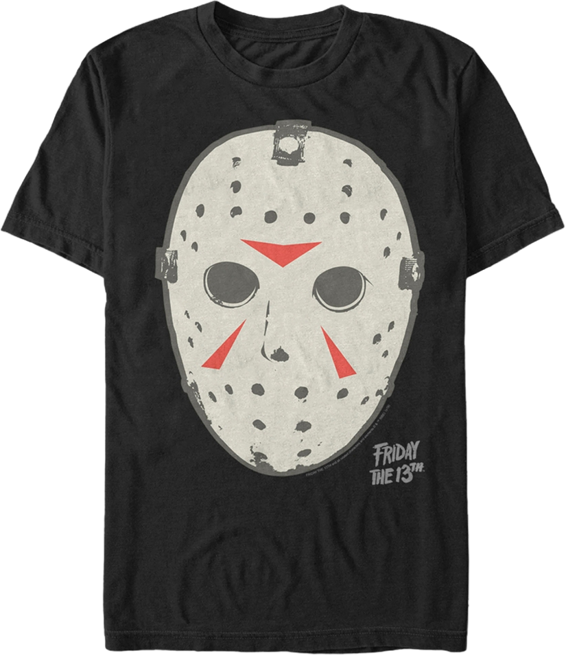 Men's Friday the 13th Jason Vorhees Hockey Mask Logo  T-Shirt - Black - 2X Large