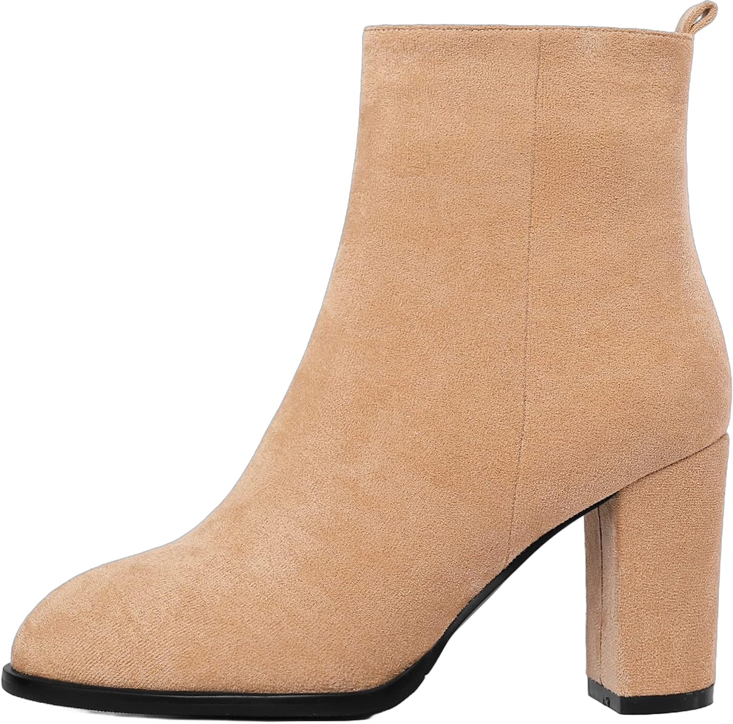 SAMMITOP Women's Chunky Block Heel Ankle Boots Mid Block Heel Ankle Booties for Women Matte Faux Leather 10 Beige Suede