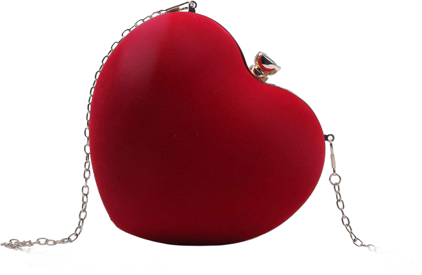 SUKUTU Womens Heart Shape Evening Bag Purse Velvet Party Tote Mini Handbag Clutch Chain Clear Shoulder Bag Red