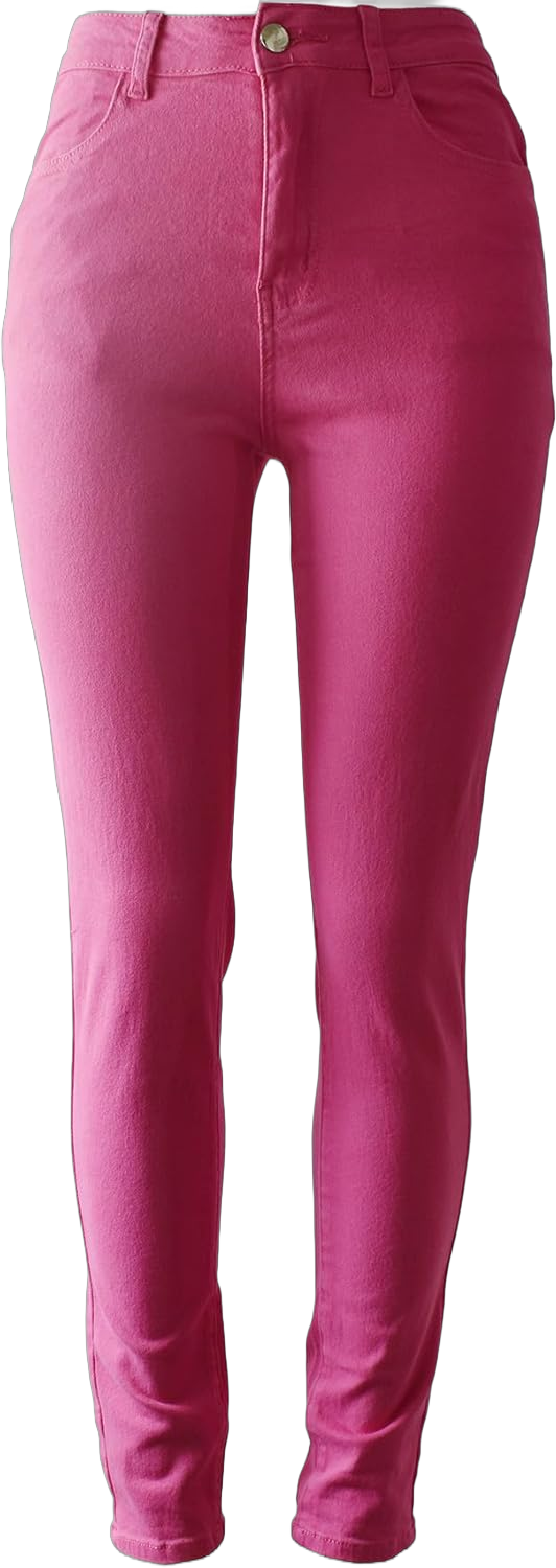 Aodrusa Hot Pink Mom Jeans for Women High Waisted Stretchy Skinny Denim Pants