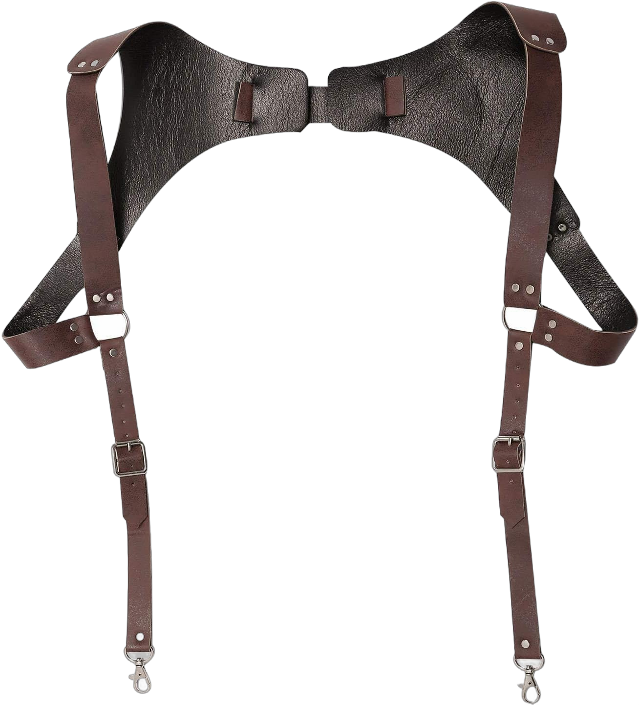 Men's Vintage Suspender Buckled Back Leather Suspender with Swivel Hooks Medieval Costume Accessories for Pants Brown One Size