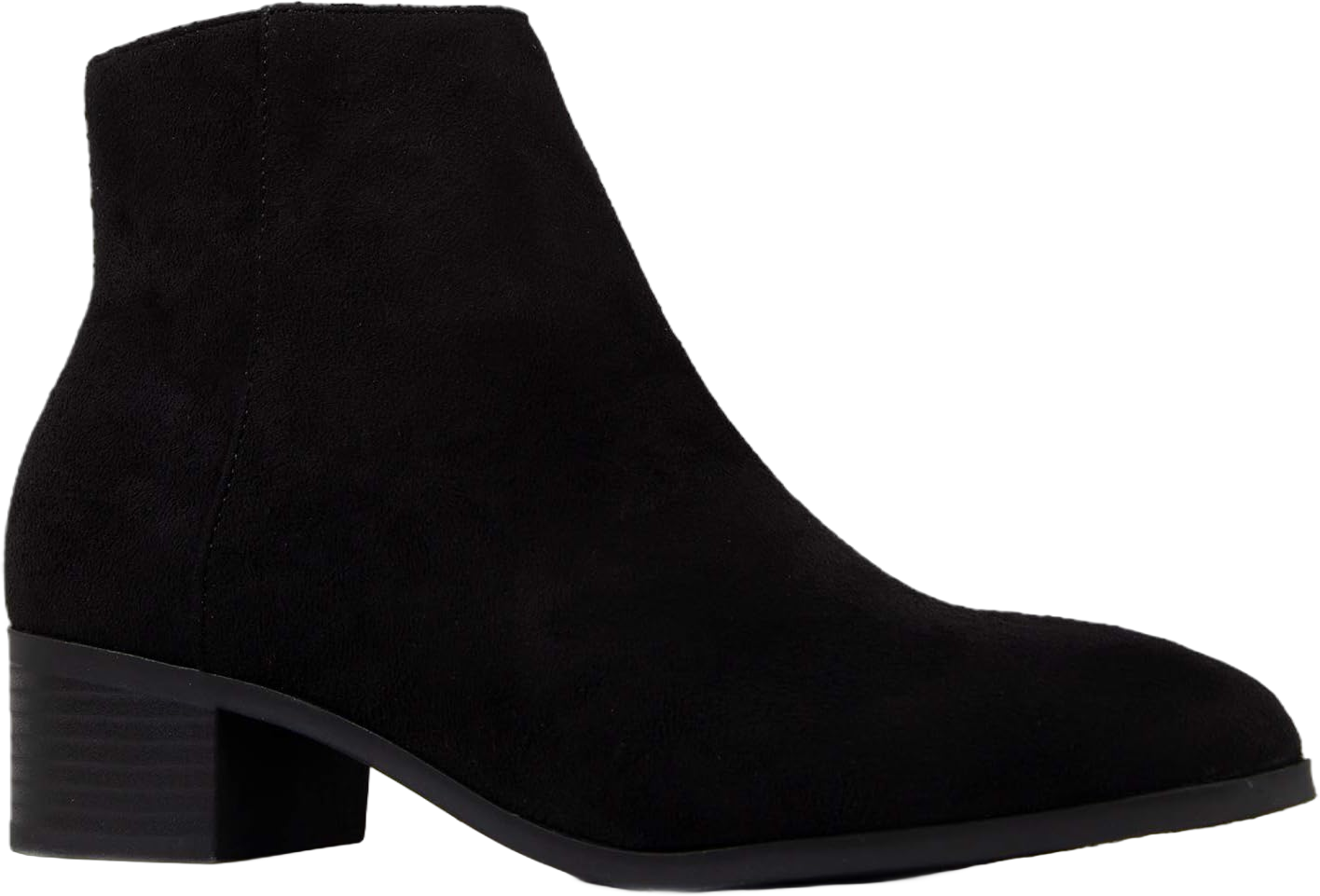 J. Adams Women's Viper Ankle Boots - Short Chunky Low-Heel Pointed-Toe Block Booties, Comfortable and Stylish for Everyday Wear 7 Black Vegan Suede