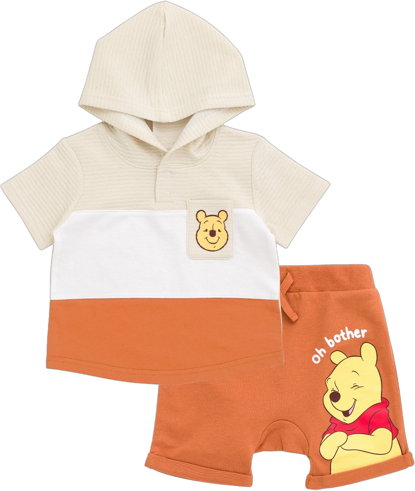 Disney Winnie the Pooh Toddler Boys Pullover Hoodie and French Terry Shorts Orange Winnie The Pooh 5T