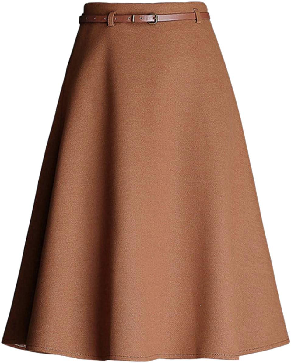 Women's A Line Flare Wool Blend Winter Midi Skirt