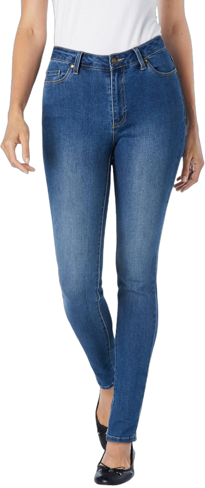 Woman Within Women's Plus Size Tall Comfort Curve Slim-Leg Denim Jean - 32 T, Medium Stonewash Sanded