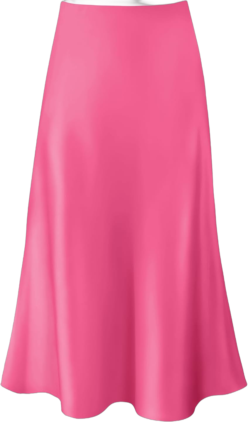 Satin Skirts High Waisted Midi Skirt for Women Silk Skirt Casual Satin Dress Elegant Work Skirts Medium Hot Pink