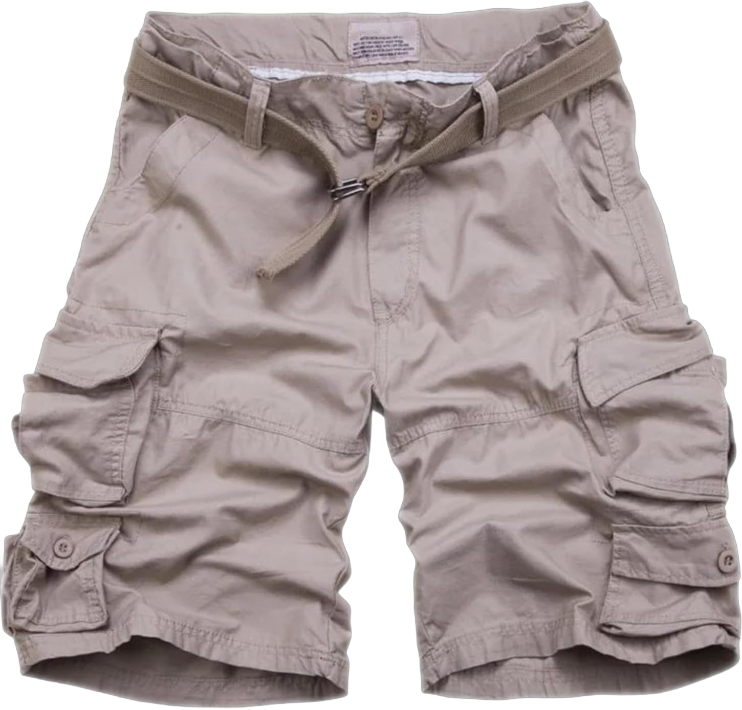 Dawery Summer Multi-Pocket Camouflage Mens Shorts Casual Loose Camo Knee-Length Mens Cargo Shorts with Belt Medium Beige