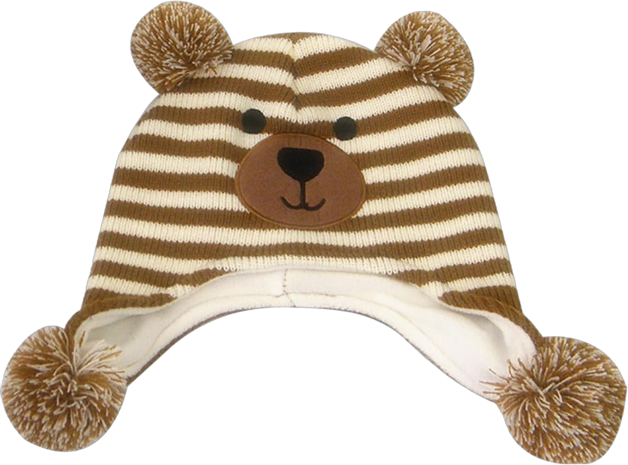 Happy Cherry Baby Beanie Earflaps Hat Infant Toddler Unisex Soft Warm Knit Hat Kids Winter Fleece Lined Hat Small Style 6-khaki