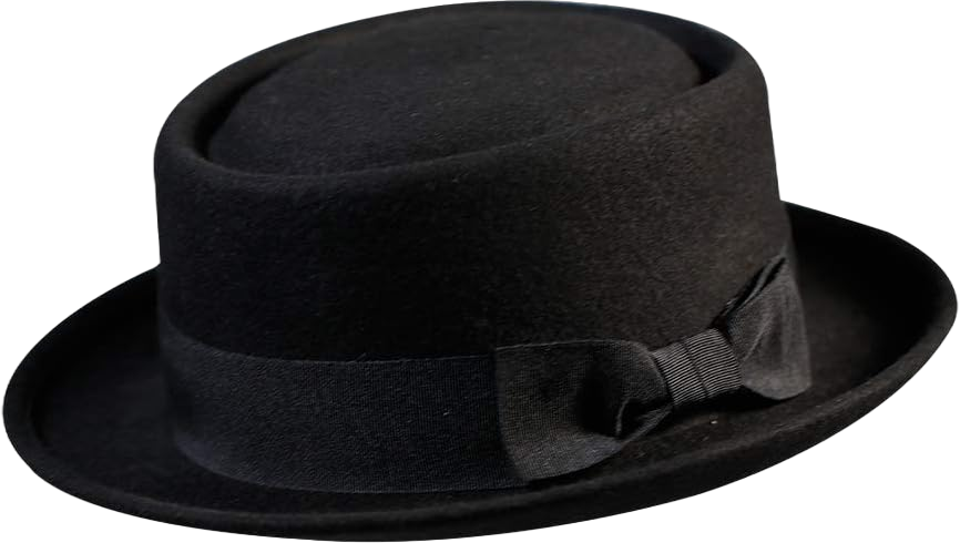 Pork Pie Hat for Men/Women Wool Felt Boater Porkpie Flat Top Derby Fedora Medium Black