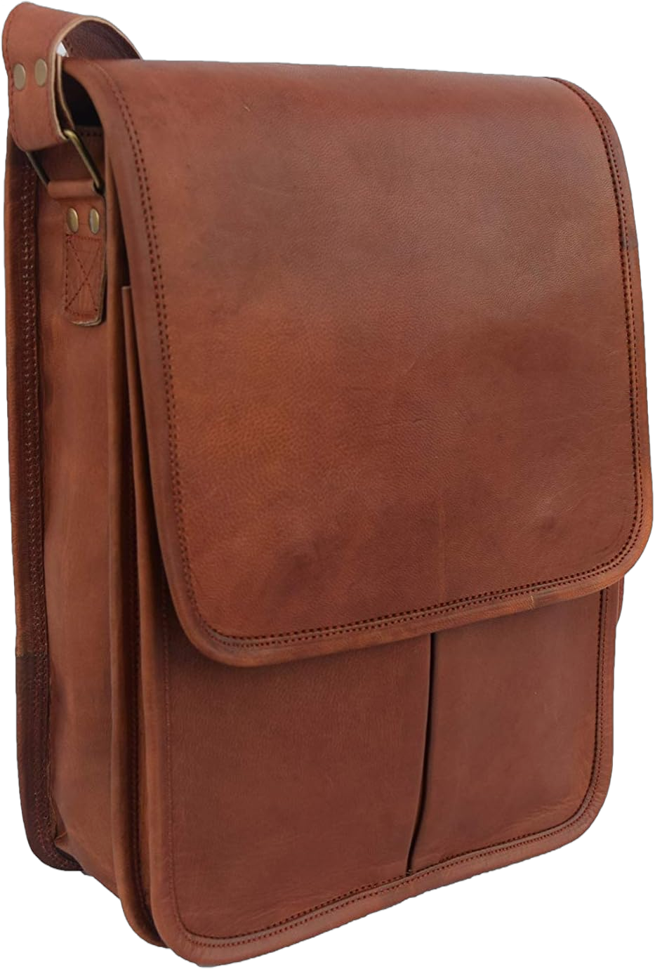 Vintage Leather Crossbody Messenger Bag Fits A4 Paper Satchel College Shoulder Sling Bag Unisex