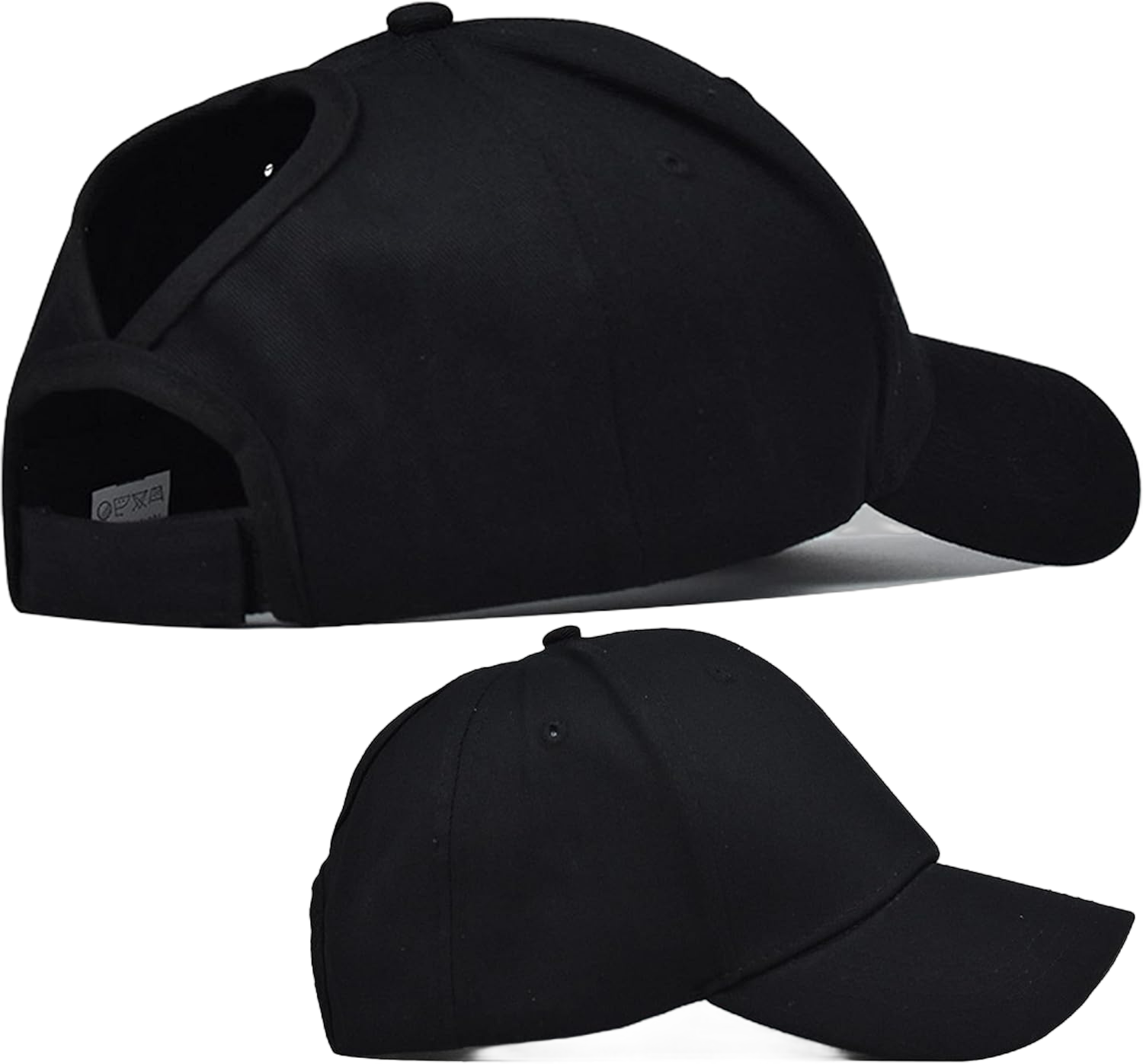 Solid Ponytail Hat Baseball Cap Cotton Mesh High Bun Pony Cap Women 56-58cm (22"-23") Medium Solid High Ponytial-black